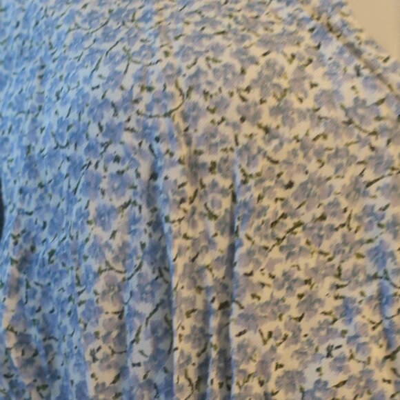 Womens Notes Du Nord Green, Blue Floral Short Sleeve Blouse 38 EUR/US 8 - Picture 6 of 9